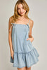 Denim Tie-Up Mini Suspender Dress For Women