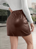 Faux Leather Zip Back Straight Skirt Workwear