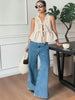 Camisole with Contrast Belt and Square Neckline