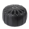 Round Faux Leather Pouf Ottoman Cover with Pumpkin Stitching