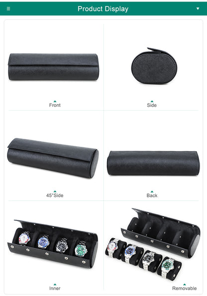 Leather Luxury Watch Box 4 Slot Men’s Watch Display Case