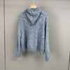 Women Mohair Cashmere Sequin Zip Cardigan Hoodie