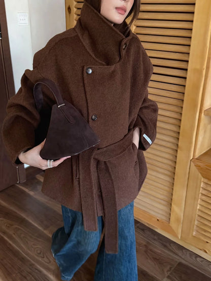 Short Double-Sided Hand-Sewn Wool Coat