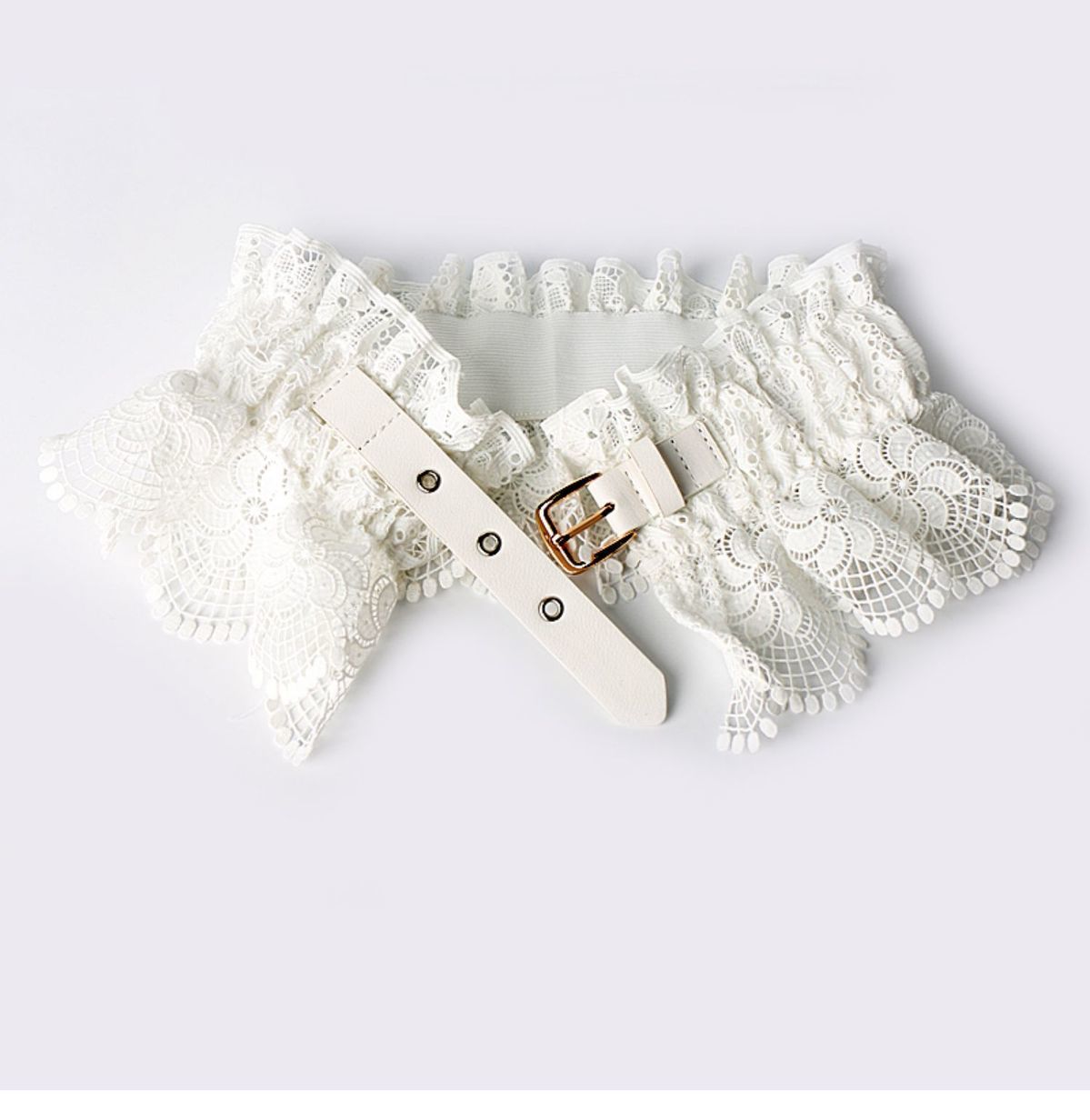 Women’s Wide Lace Waist Belt with Elastic Back Design
