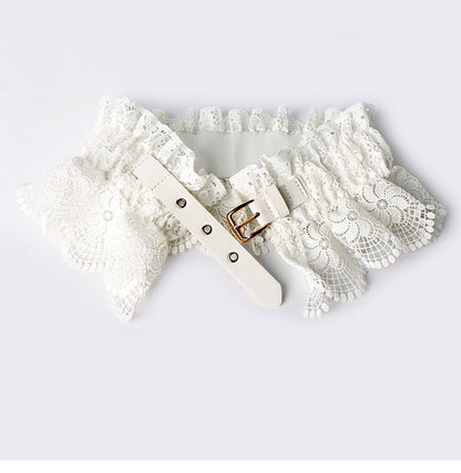 Women’s Wide Lace Waist Belt with Elastic Back Design