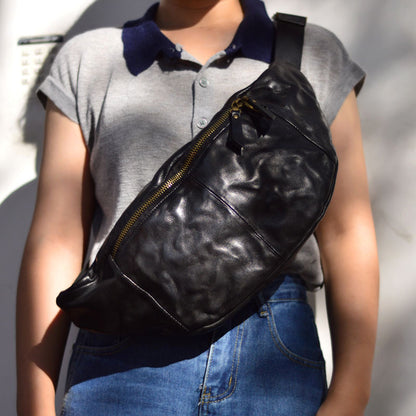 Leather Chest Bag for Men and Women Crossbody Messenger Purse
