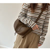 Brown Full Grain Leather Messenger Crossbody Bag for Women