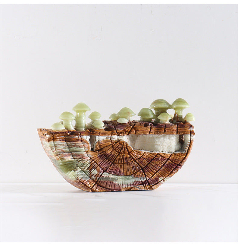 Natural Jadeite Mushroom Marble Ornament