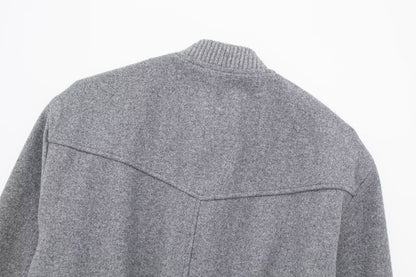 Women Loose Wool Bomber Pilot Jacket