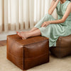 Leather Footrest Ottoman Cover for Square Floor