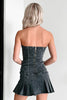 Strapless Lace Up Denim Mini Dress Corset Style