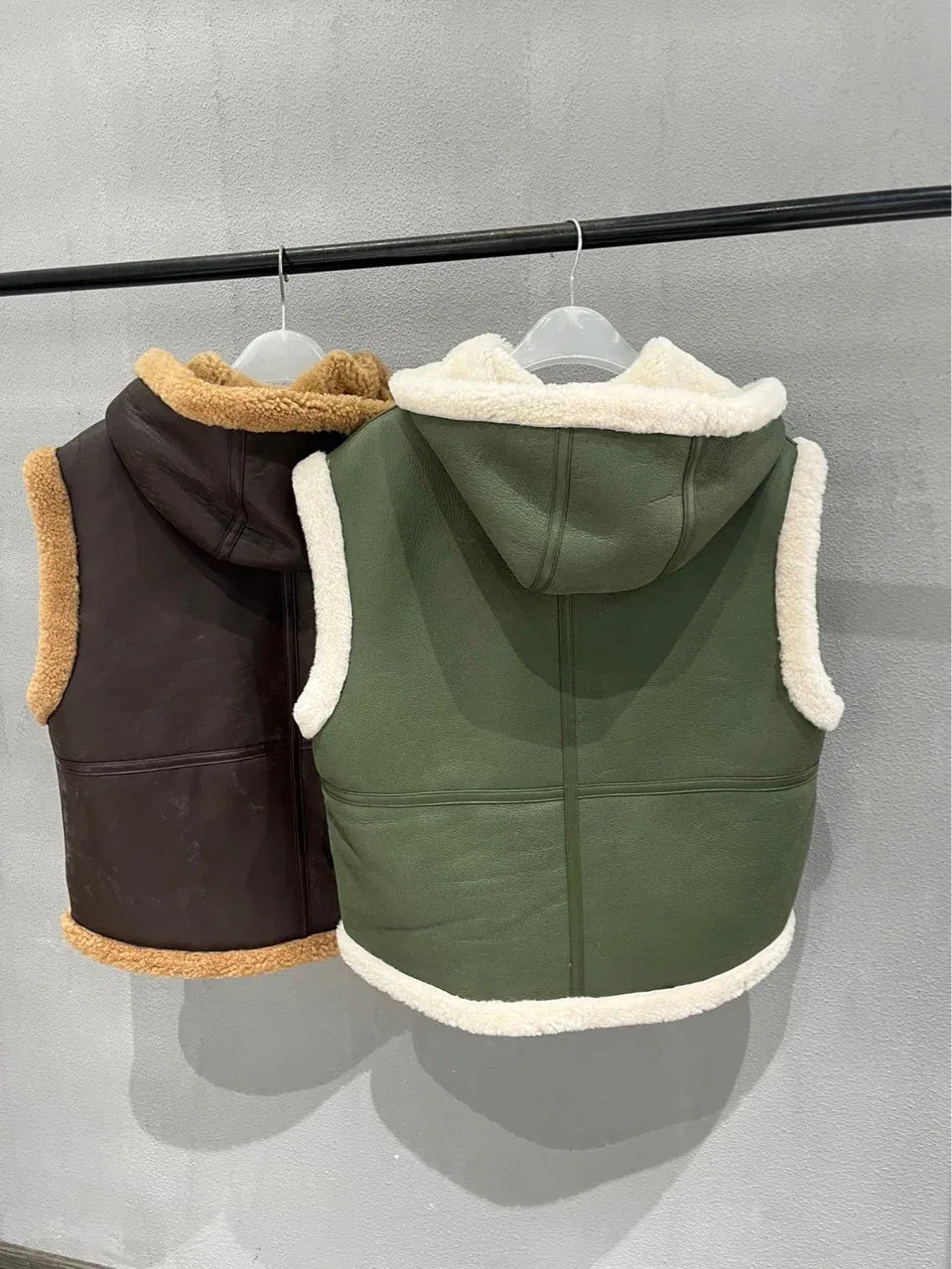 Maillard Brown Reversible Shearling Vest