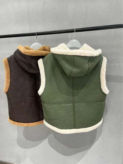 Maillard Brown Reversible Shearling Vest