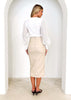 High Waisted Imitation Leather Skirt Ruched Detail