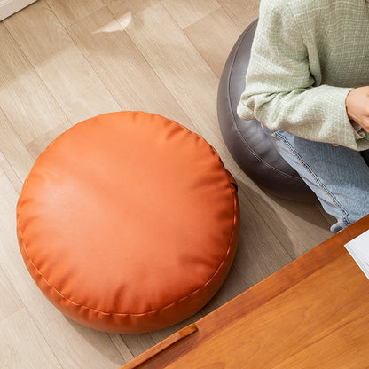 Faux Leather Pouf Ottoman Cover with Carry Handle