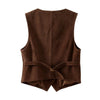 Women Brown Genuine Suede Leather Vest