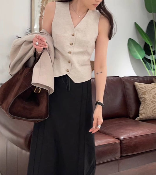 Knitted Fabric Womens Sleeveless Vest