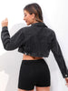 Full Sleeve Cropped Denim Jacket