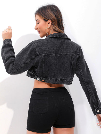 Full Sleeve Cropped Denim Jacket