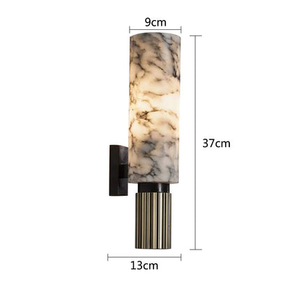 Modern All-Copper Marble Wall Lamp Cylinder Wall Sconce