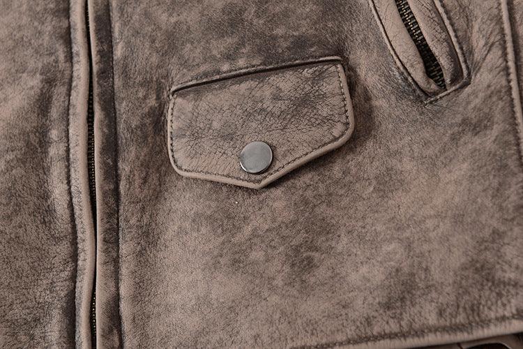 Men Tumbled Cowhide Leather Jacket