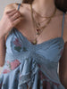 Women’s Floral Lace Trim Mesh Ruffle Camisole Top