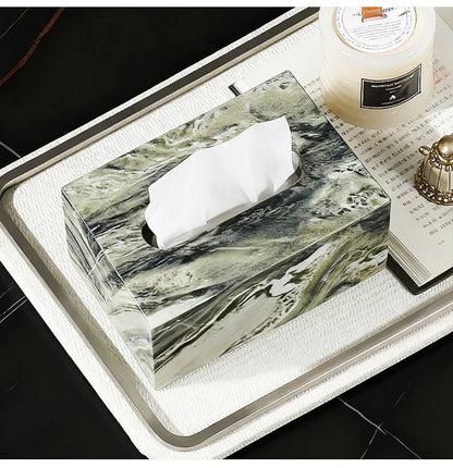Natural Marble Rectangular Tissue Box Holder