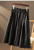 Sheepskin a-line leather midi skirt belt