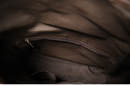 Men’s Crazy Horse Cowhide Leather Motorcycle Messenger Bag