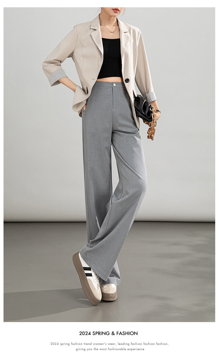 High-waisted casual pants for women with straight drape