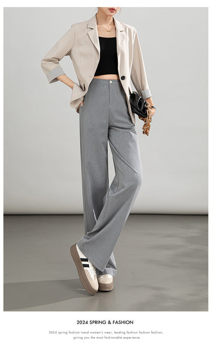 High-waisted casual pants for women with straight drape