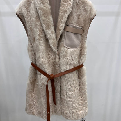 Reversible Women Sheepskin Fur And Cashmere Vest
