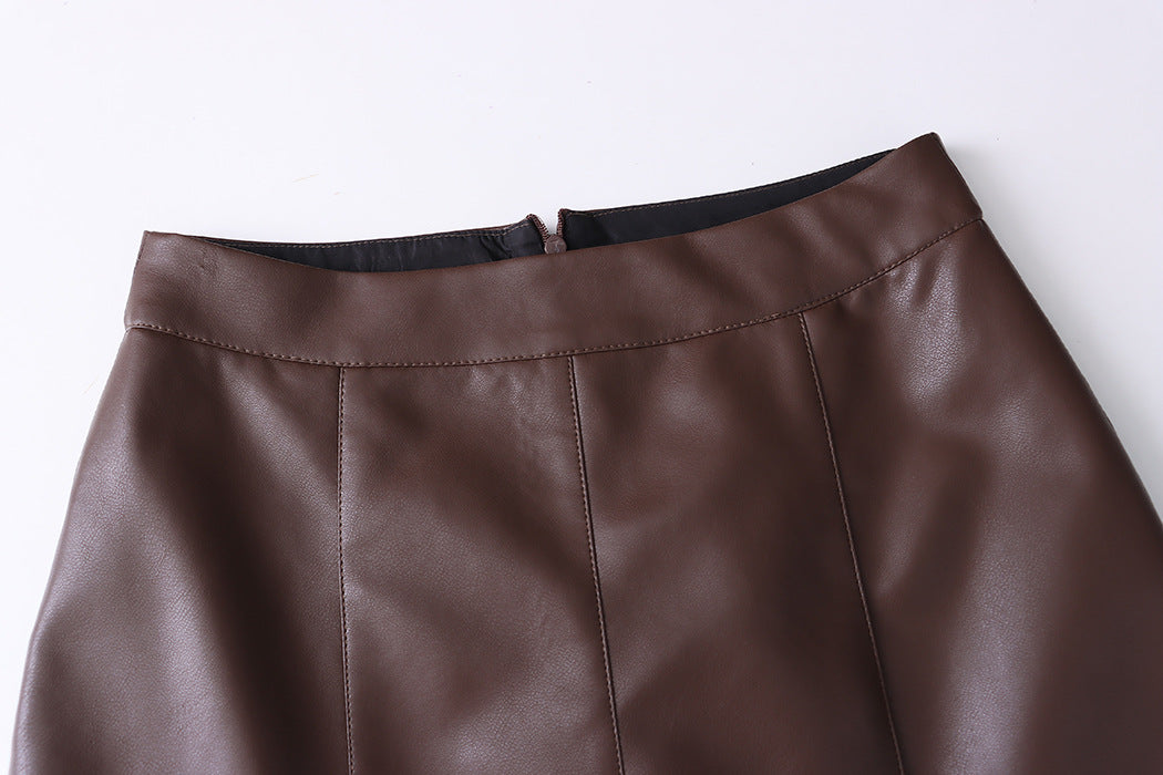 Leather Skirt High Waist Mermaid Hem