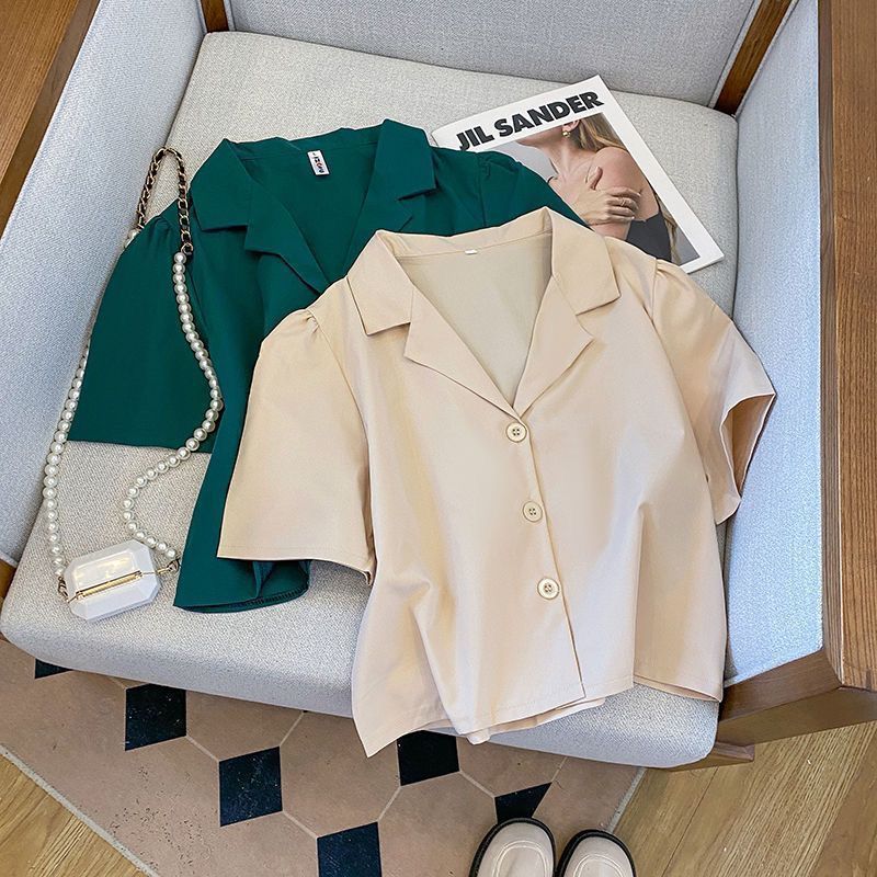 Lapel Neck Button Up Blouse