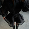 Black sheer sparkle tiered mini dress