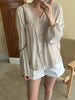 Women's Button Front Puff Sleeve Blouse