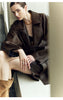 Women’s Oversized Leather Bomber Jacket Moto Trench Coat
