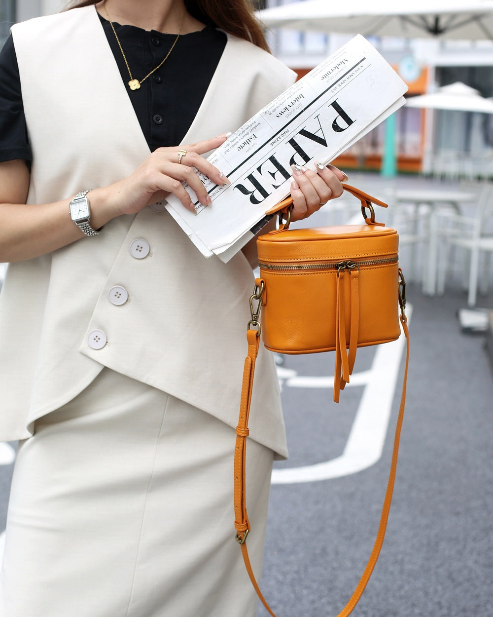 Genuine Leather Women’s Box Bag Crossbody Messenger