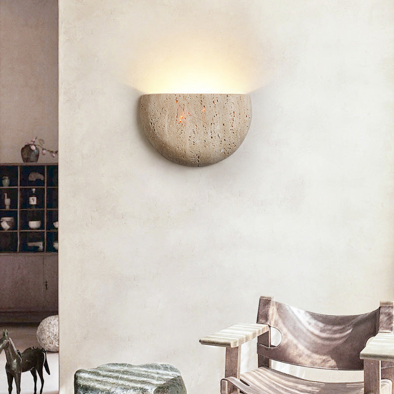 Natural Travertine Wall Lamp Wabi-Sabi Stone Light