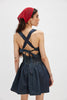Backless denim mini dress high waist fit