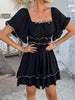 Black Ruffle Ruched Mini Dress Off Shoulder Look