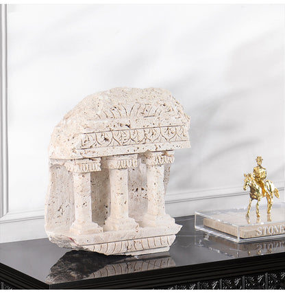 Roman  Yellow Travertine Marble Column Ornament