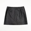 Genuine Black Leather Mini Skirt High Waisted Woven A-Line