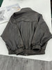 Women oversized vintage sheepskin leather jacket