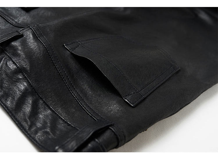 Women’s Leather Capri Pants Cropped Flared with Tassel Hem