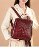 Women’s Designer Genuine Leather Crocodile Pattern Backpack