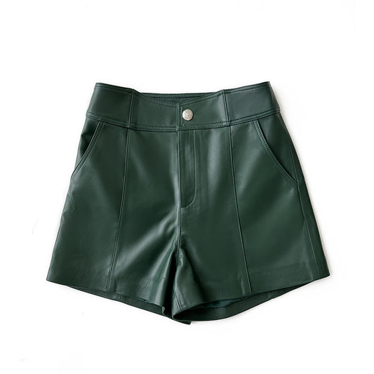 Women’s Leather High Waist Shorts Wide Leg