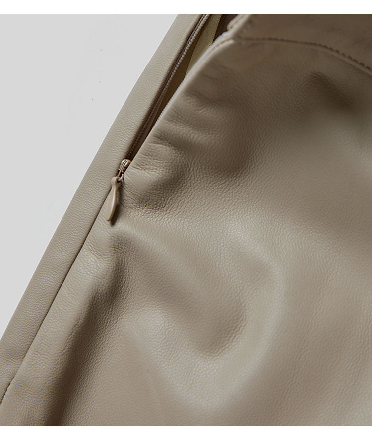 Irregular Cut Leather Wide Leg Pants for Women Cropped Straight Fit