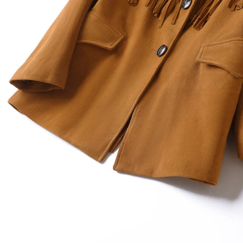 Women Suede Tassel Leather Jacket