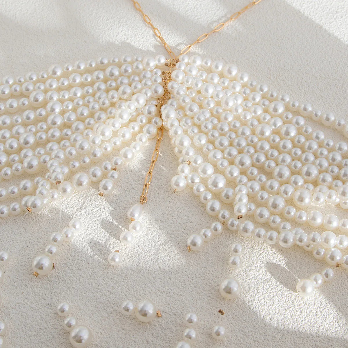 Multi-Layer Faux Pearl Bikini Chest Chain Set